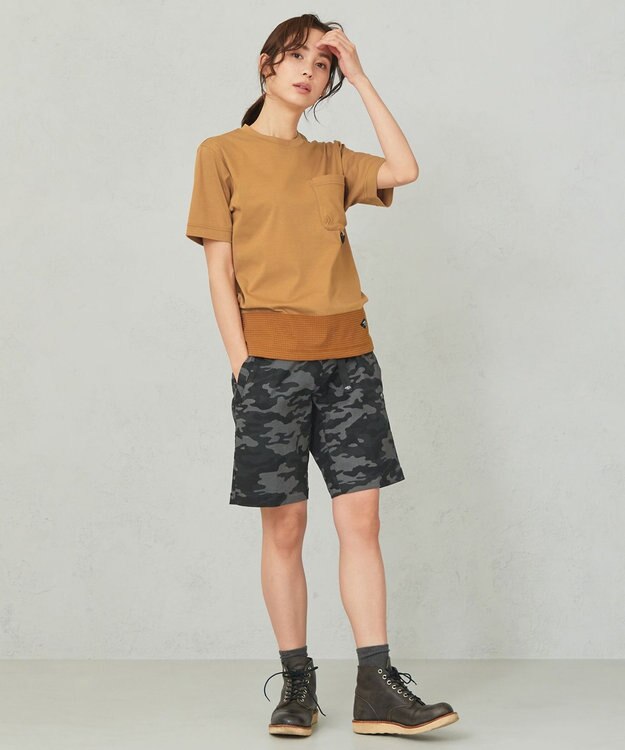 JOSEPH ABBOUD MOUNTAIN 【UNISEX】ASHA_OGリップコンビＴシャツ キャメル系