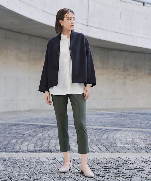 Tiaclasse モッサ風ダブルフェイスコート ネイビー