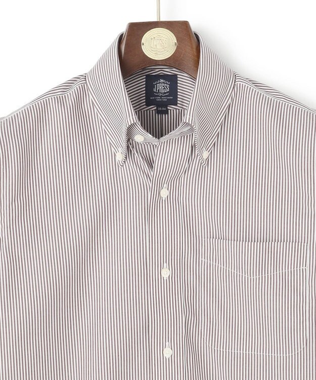 J.PRESS MEN 【PREMIUM PLEATS / 形態安定】ロンドンストライプ ドレスシャツ / B.D. ワイン系1
