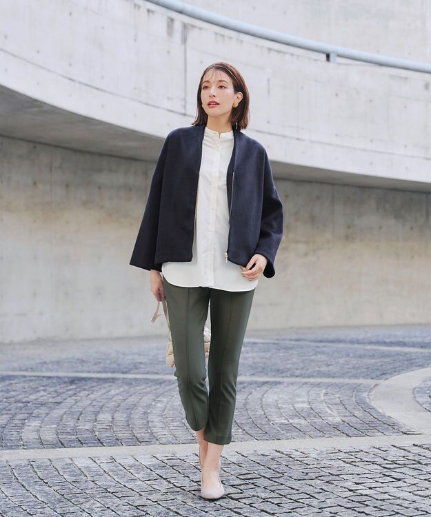 Tiaclasse モッサ風ダブルフェイスコート ネイビー