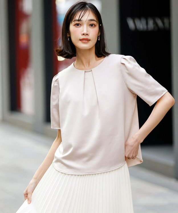 ANY SIS 【2WAY】サテン ブラウス ライトベージュ