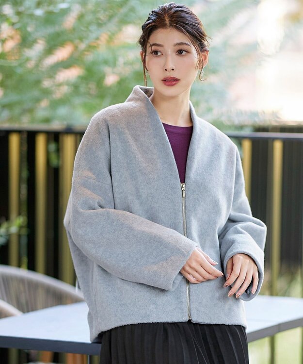 Tiaclasse モッサ風ダブルフェイスコート グレー