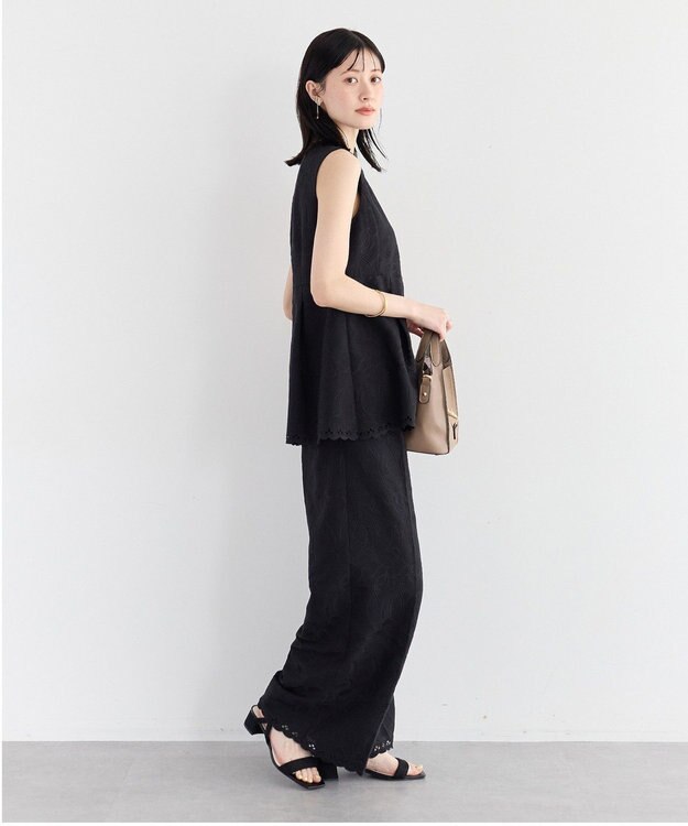 YECCA VECCA 刺繍ワイドパンツ Black