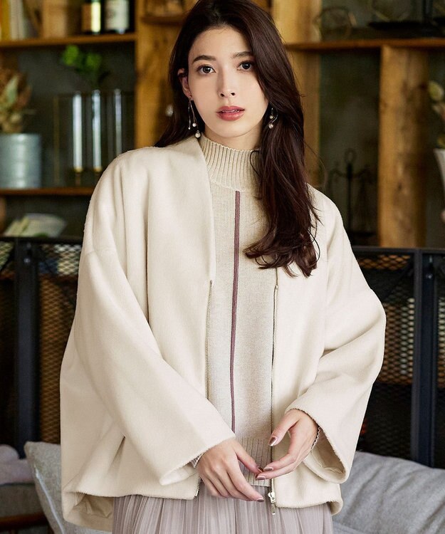 Tiaclasse モッサ風ダブルフェイスコート アイボリー