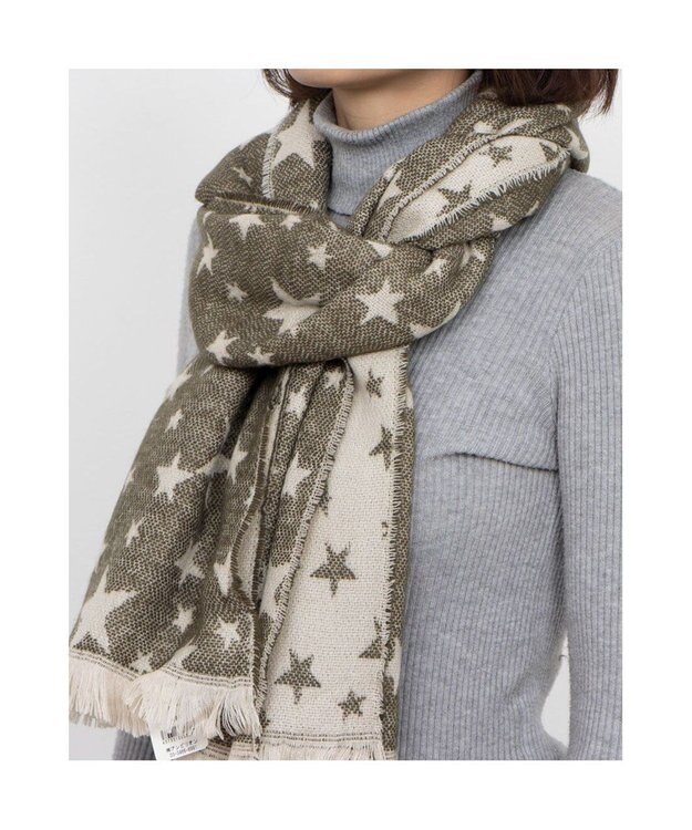 UNBILLION カシュネ cache nez / 星柄ジャカードストール カーキ