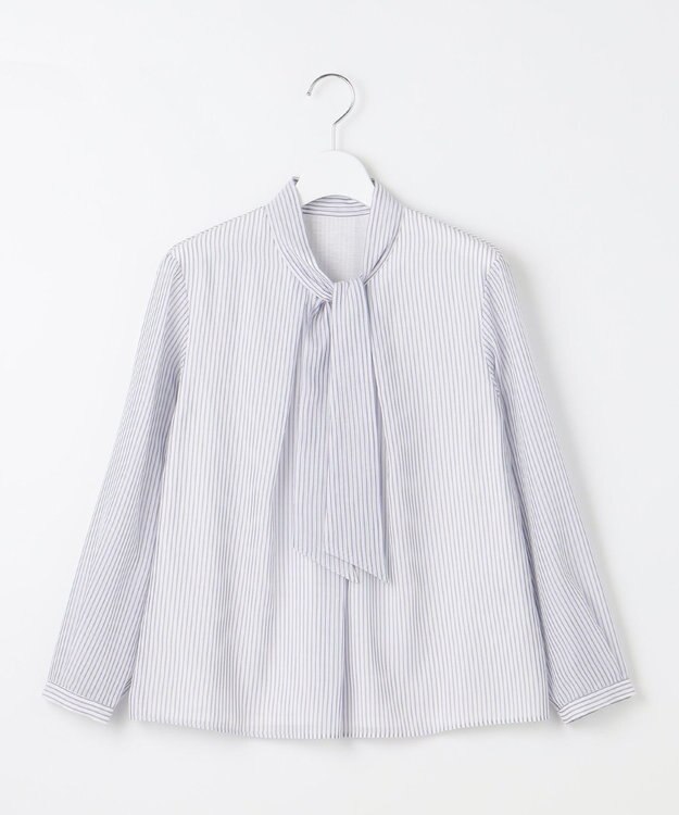 J.PRESS LADIES S カチオンストライプ ボウタイ カットソー ネイビー系1