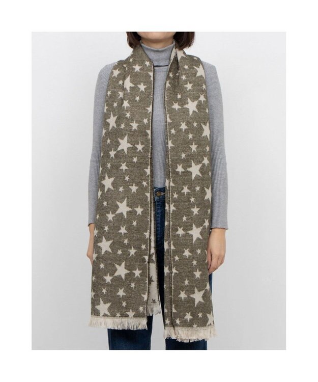 UNBILLION カシュネ cache nez / 星柄ジャカードストール カーキ