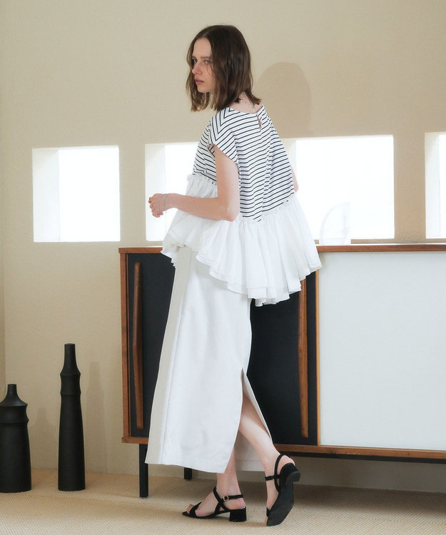 YECCA VECCA アシメペプラムカットソー Border