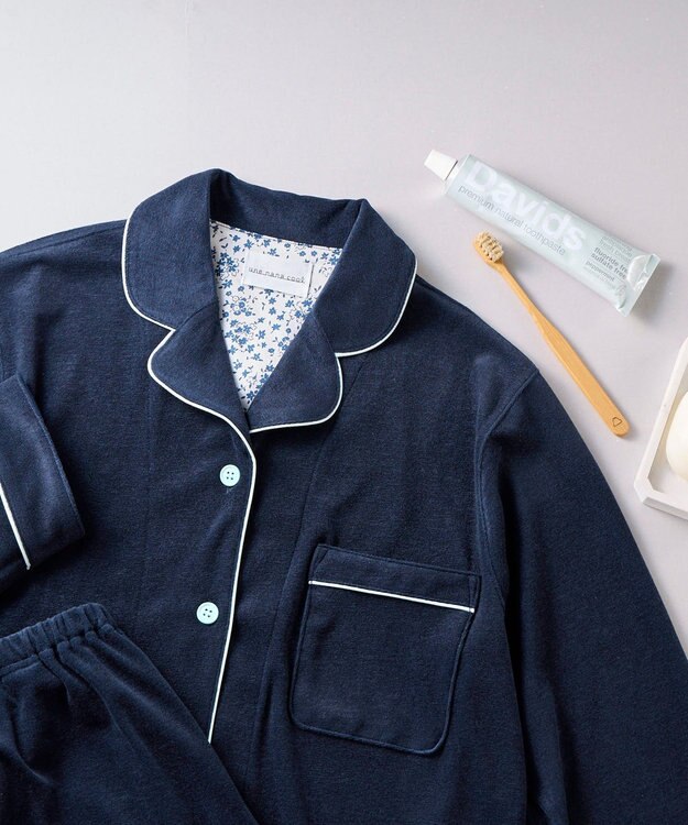une nana cool なめらかパイルパジャマ MADE WITH LIBERTY FABRIC ネイビー