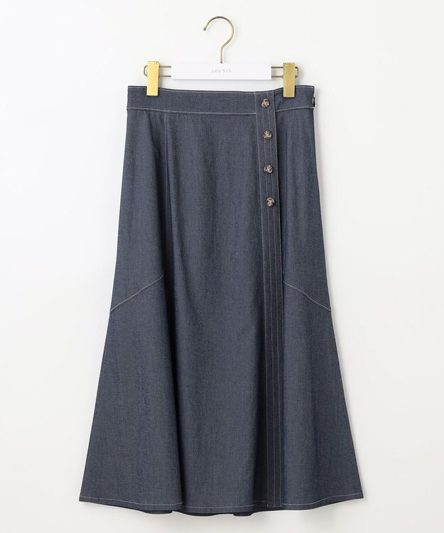 ANY SIS L 【洗える】ライトデニムライクシャンブレー スカート シャンブレー