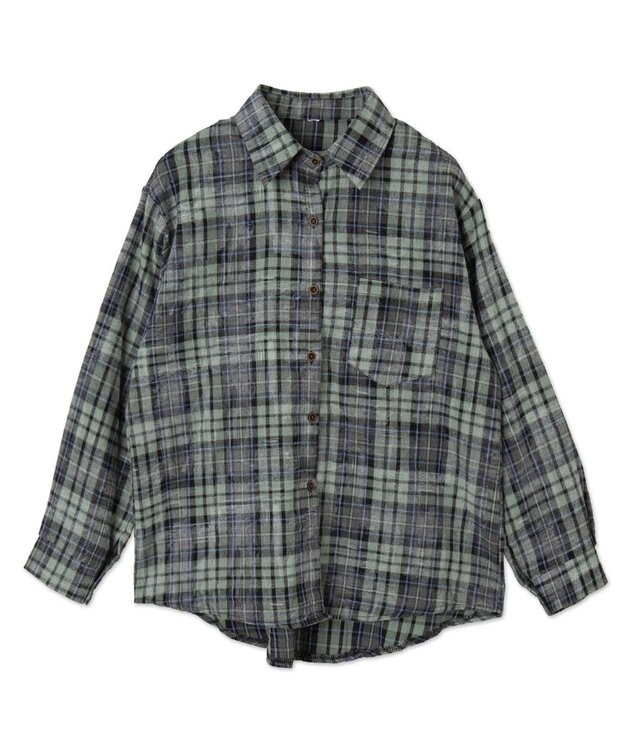 WEGO オーバーサイズチェックネルシャツ グリーン