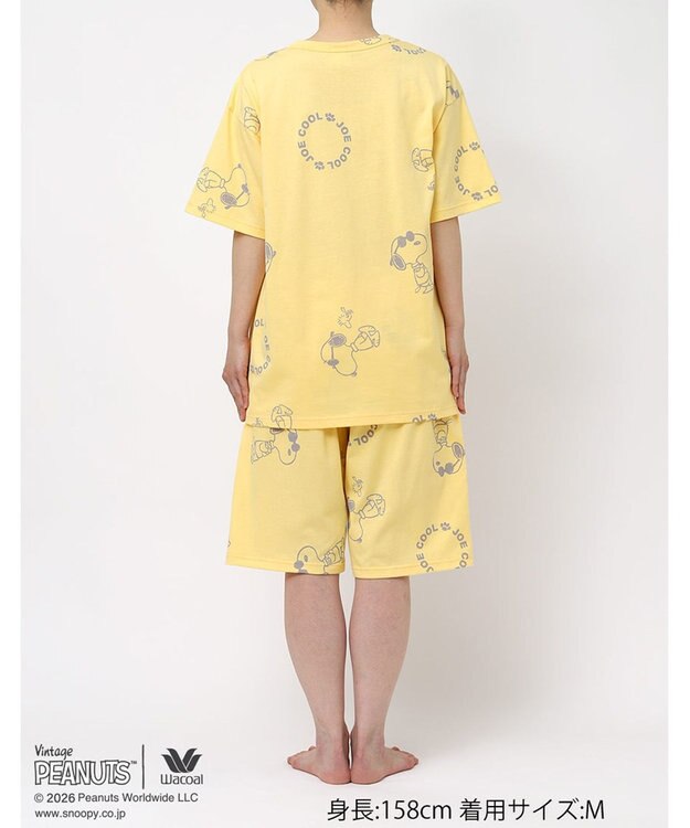 WACOAL PEANUTS パジャマ 5分袖 半袖 5分丈 オーガニックコットン100%(本体) レディース FDT169 /ワコール イエロー
