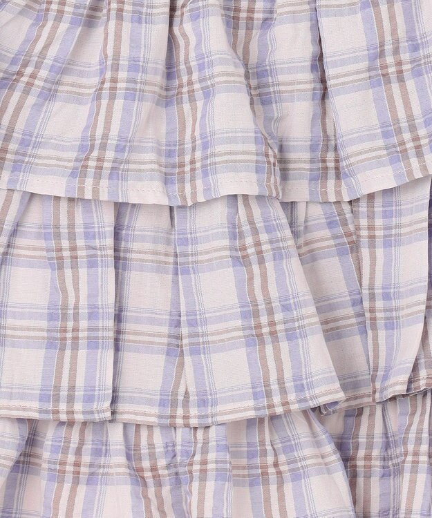 ANY KIDS 【洗濯機可能】ティアード チェックスカパン ブラウン