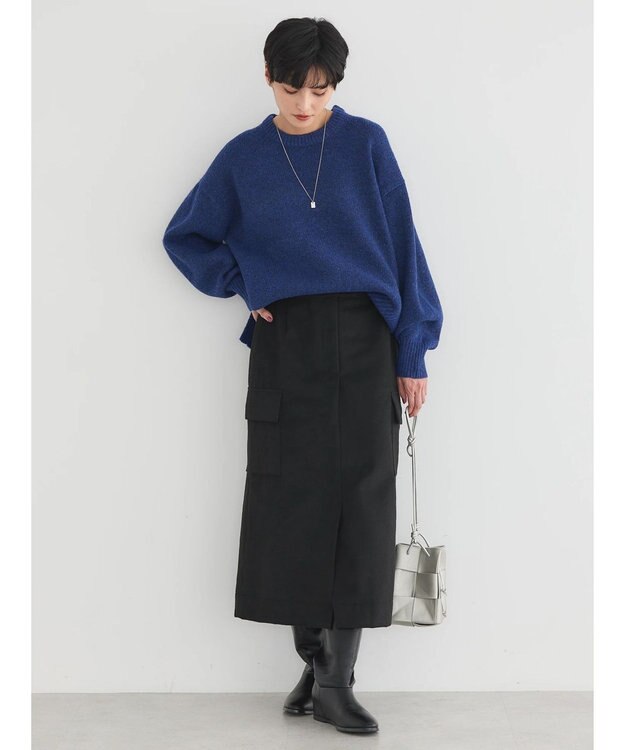 AMERICAN HOLIC サイドスリット袖ボリュームニットプルオーバー Blue