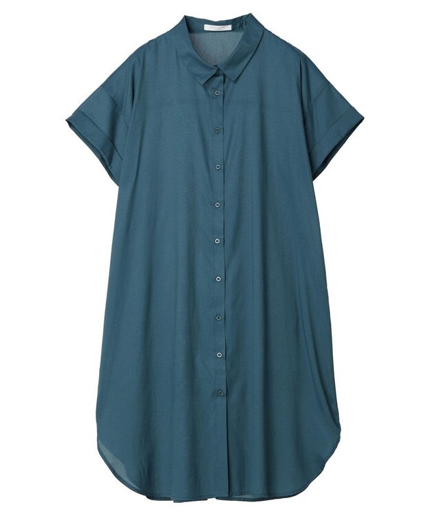 Green Parks ミディ丈半袖シャツワンピース Green