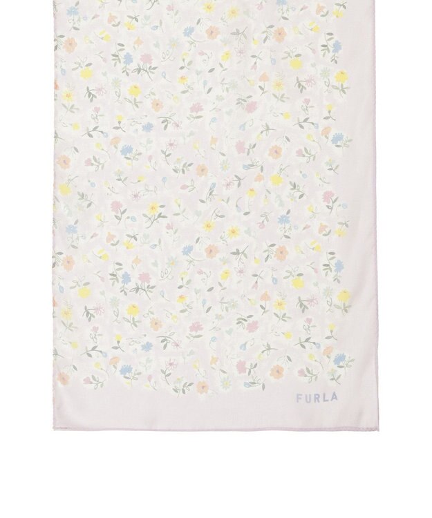 MOONBAT 【シルク100%】フルラ (FURLA) シルクシフォンロングスカーフ 小花柄 150cm×35cm ライトパープル