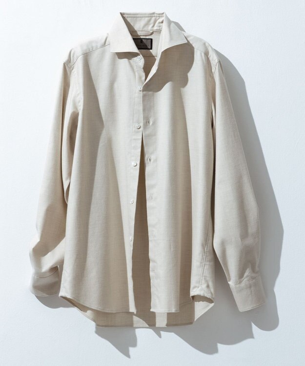 GOTAIRIKU 【洗える】コットンフラノシャツ_ カッタウェイカラー アイボリー系