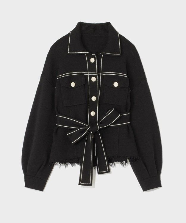 GRACE CONTINENTAL ニットワークジャケット ブラック