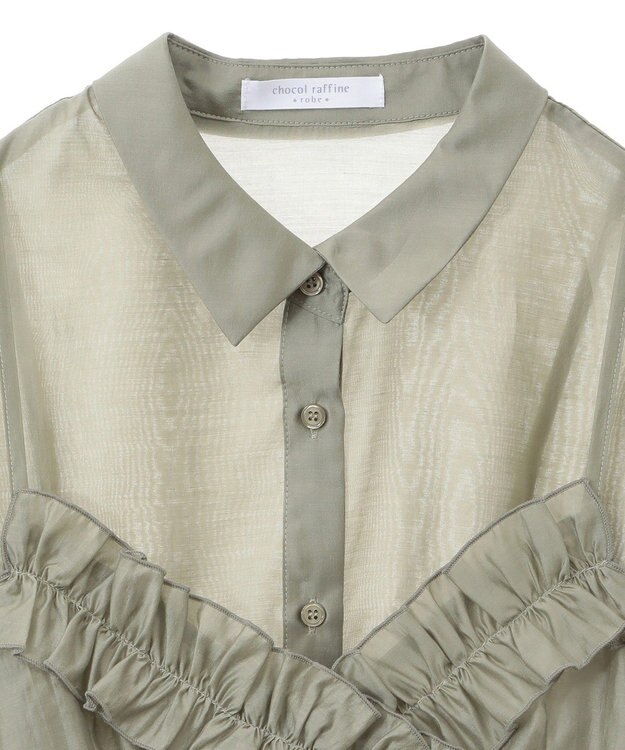 Green Parks ＳＥＴ２点フリルビスチェ＋シャツチュニック Light Green