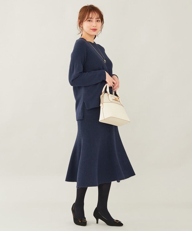 ANY SIS 【セットアップ対応】Puresleekマーメイドニット スカート ネイビー