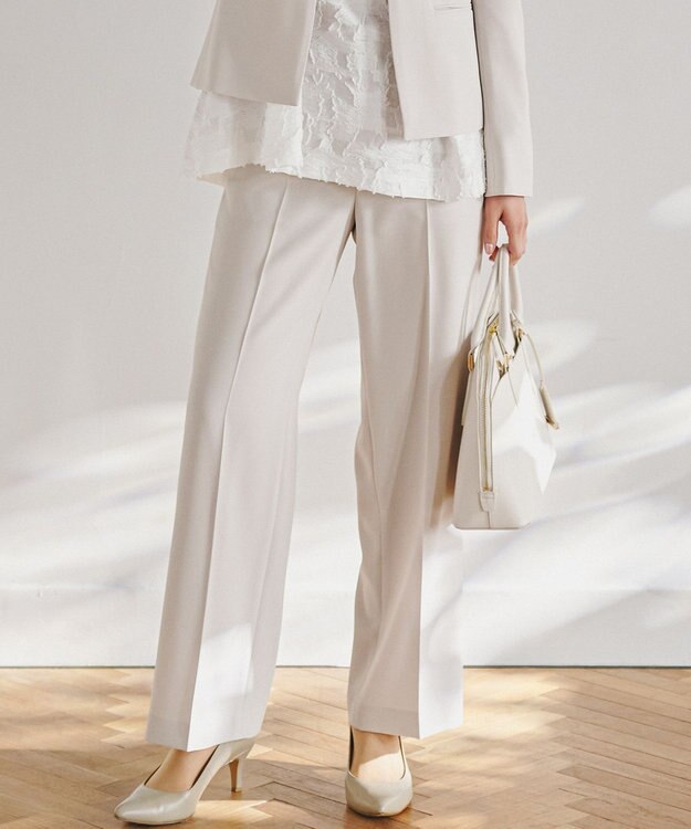 23区 【VERY3月号掲載/セットアップ対応】トリアセダブルジョーゼット フルレングス パンツ ベージュ系