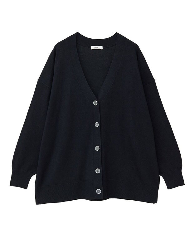 earth music&ecology レーヨンルーズＶネックカーディガン Black