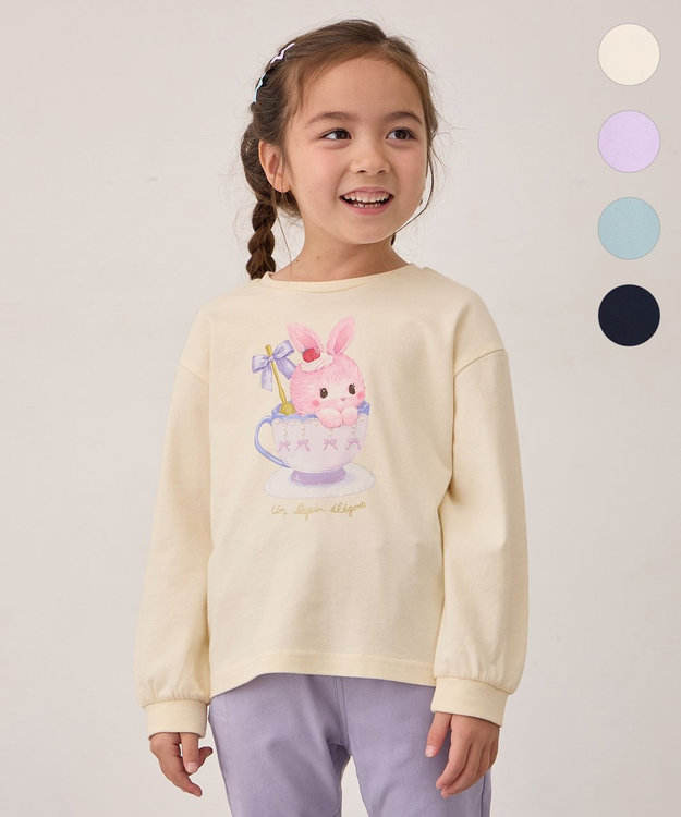 ANY KIDS アニマルモチーフ長袖Tシャツ エクリュ×うさぎ