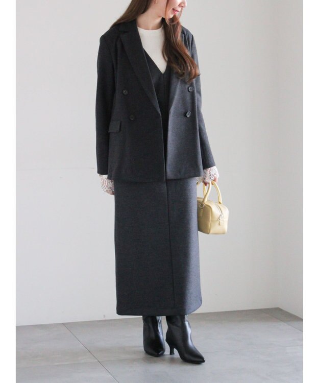 Te chichi ウール混ジャージーテーラードジャケット チャコールグレー
