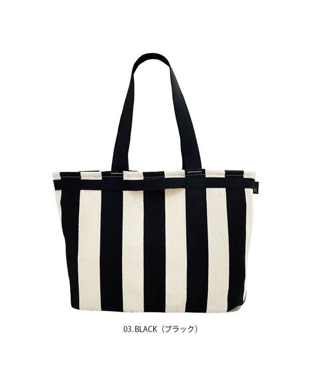 ROOTOTE 1148【大容量:ヘリンボーン】LT.グランデ.ストライプ-A 03：ブラック