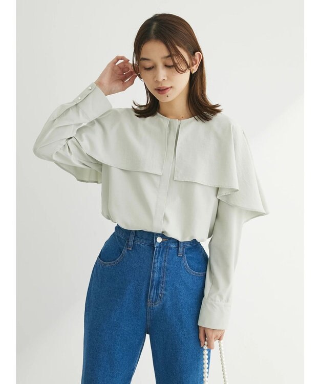 Green Parks ケープ風ブラウス Light Green