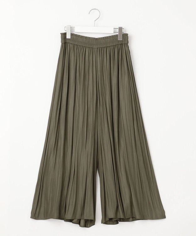 自由区 【WEB限定/洗える】ツイルギャザーパンツ カーキ系