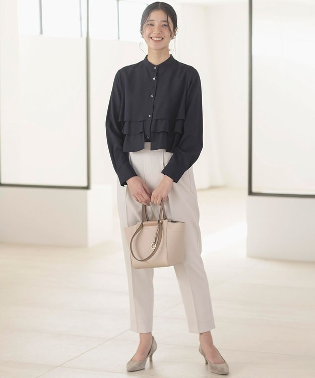 組曲 【WEB限定カラーあり】リヨセルシャーティング ティアードブラウス ネイビー系