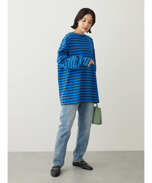 Green Parks ボーダーゆるチュニック Blue