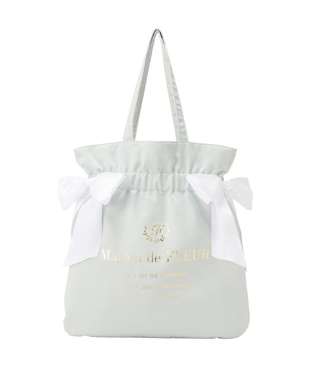 Maison de FLEUR 《セット商品》ダブルリボンギャザートート・ポーチ Mint