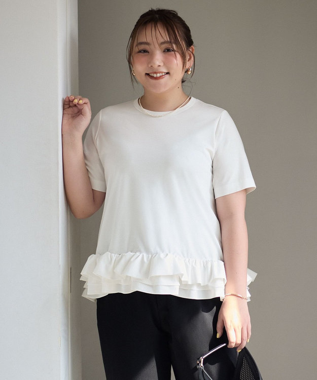 UNFILO 【野呂佳代さん着用】BEAUTY FORM-T フリルヘム Tシャツ オフ