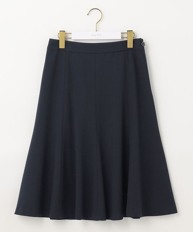 ANY SIS 【WEB・一部店舗限定】リネンライクポリエステル スカート ネイビー