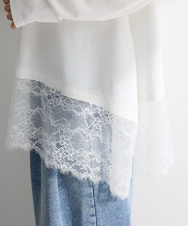 Green Parks 裾イレヘムレースドッキングプルオーバー Off White