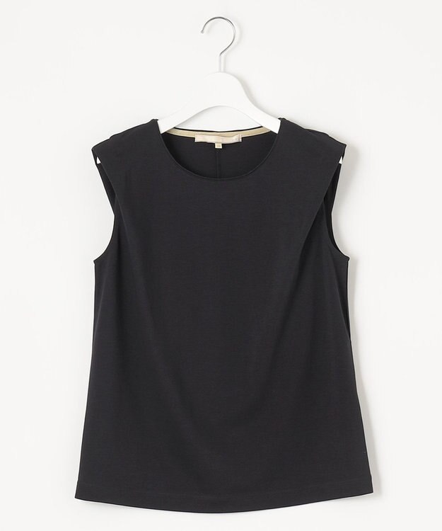 自由区 【接触冷感・洗える・XSサイズあり】ハイツイストポンチノースリーブインナー カットソー ネイビー系