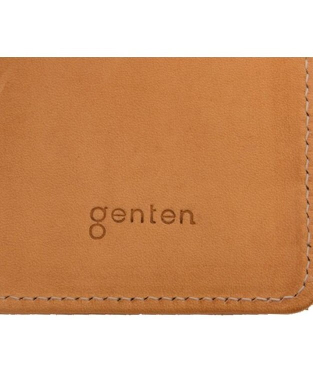 genten カットワーク 二つ折り財布 ヌメベージュ