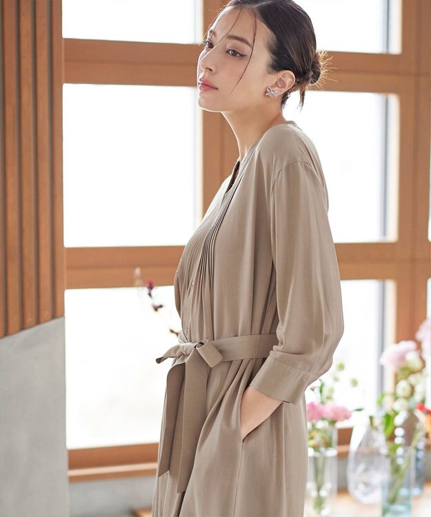 Tiaclasse L 【3way】ピンタックシャツワンピース ベージュ