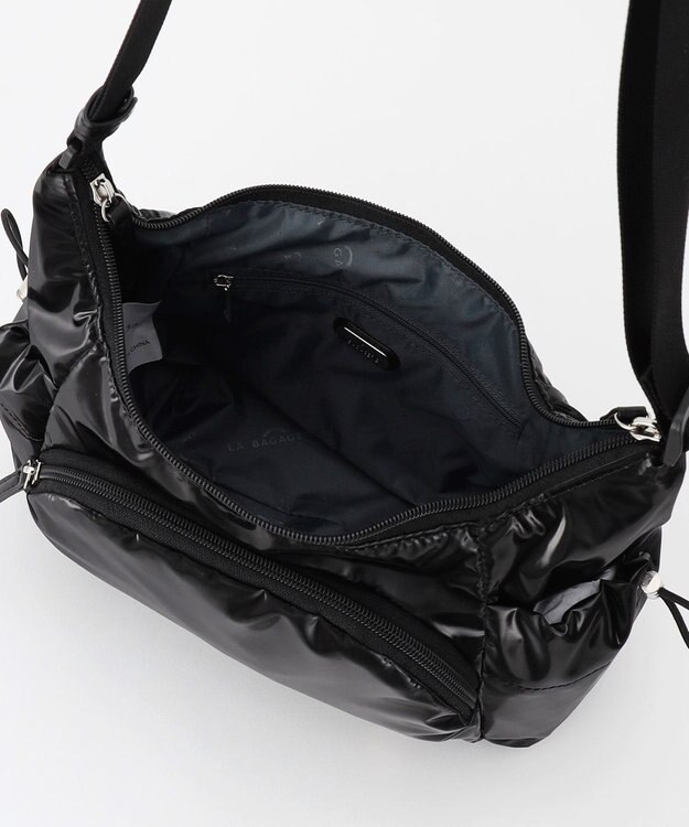 LA BAGAGERIE メタリックドロストポケット　ミニショルダーバッグ ブラック