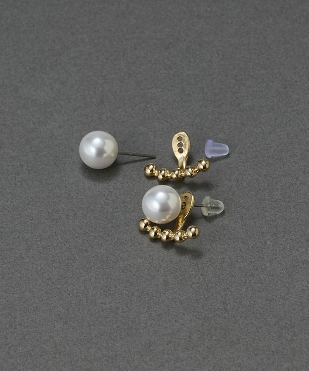 Phoebe 〈金属アレルギー対応〉2wayドロップラインパールバックキャッチピアス　ゴールド/ニッケルフリー ゴールド