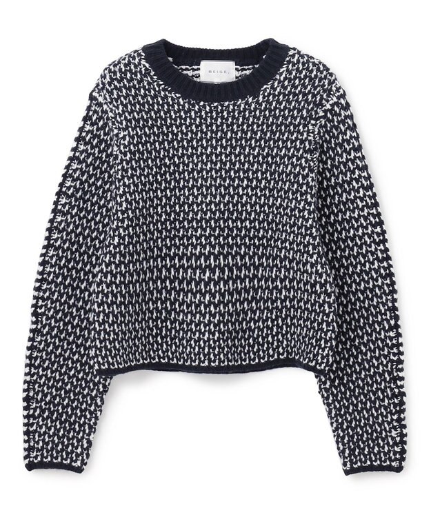 BEIGE， VARENNE / ショートレングスニット Navy×White