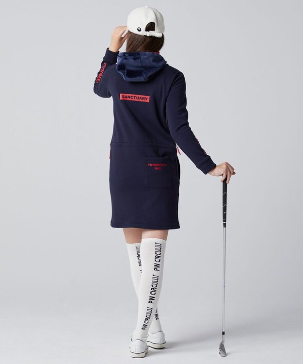 PW CIRCULUS 【WOMEN】ハーフジップ フーディ ワンピース ネイビー系