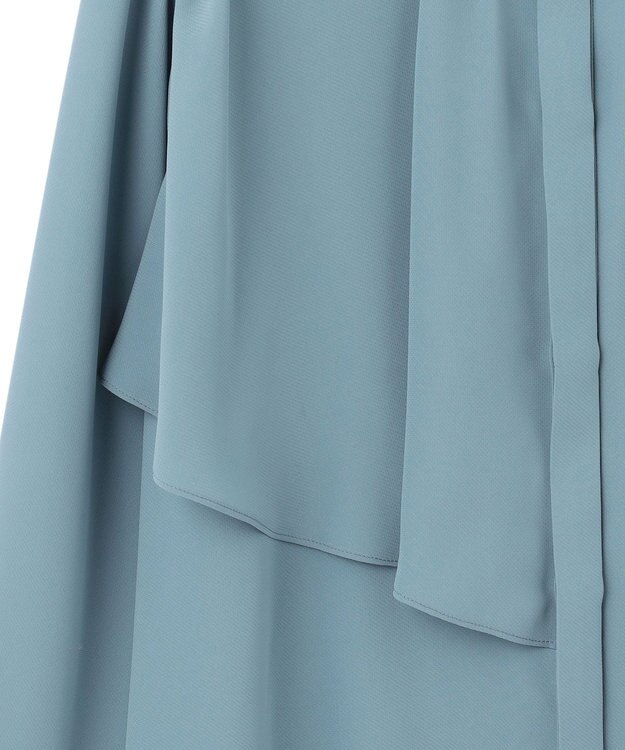 ICB 【洗える・UVケア】BackSatinAmunzen ラッフルデザインブラウス ライトブルーグレー系