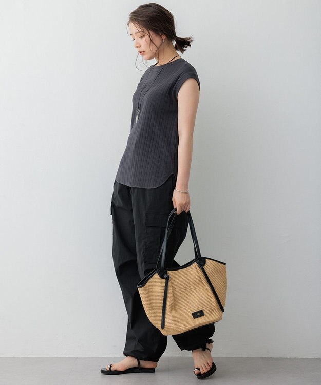 23区 S 【SLOW/一部店舗限定】ランダムリブフライス フレンチスリーブ カットソー グレー系