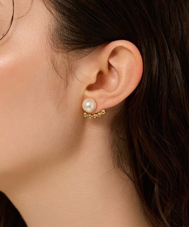 Phoebe 〈金属アレルギー対応〉2wayドロップラインパールバックキャッチピアス　ゴールド/ニッケルフリー ゴールド