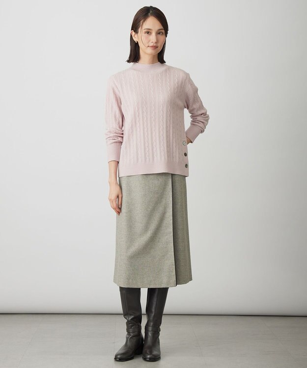 J.PRESS LADIES L WOOL BLEND AIR ハイネック ニット ピンク系