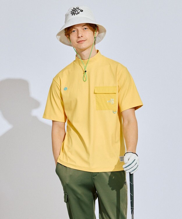 PW CIRCULUS 【UV遮蔽率99.5%  UVカット/速乾/ストレッチ】【GOLF OUT掲載】【MEN】ポケットモックT  ゴルフ イエロー系