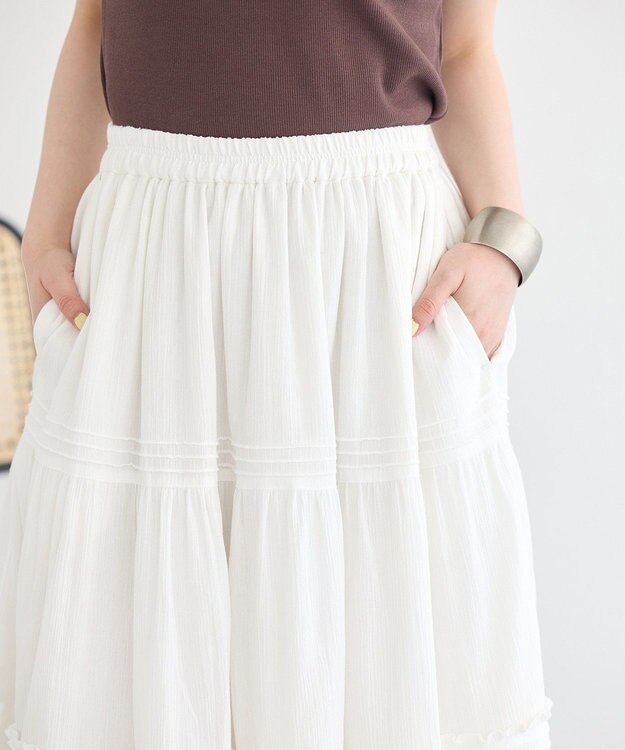 earth music&ecology ティアードギャザースカート Off White